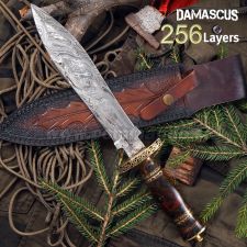 Damaškový veľký nôž s koženým puzdrom 36562 Damascus