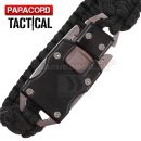 Survival Paracord Tactical multi náramok s nožom čierny