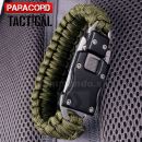 Survival Paracord Tactical multi náramok s nožom zelený