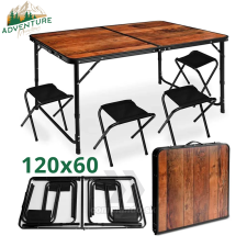 Skladací kempingový stôl 120x60cm so 4 stoličkami Mahagon