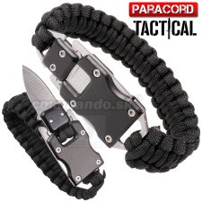 Survival Paracord multi náramok s nožom čierny