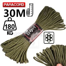 Lano zelené Paracord Rope 30m nosnosť 180kg BSH