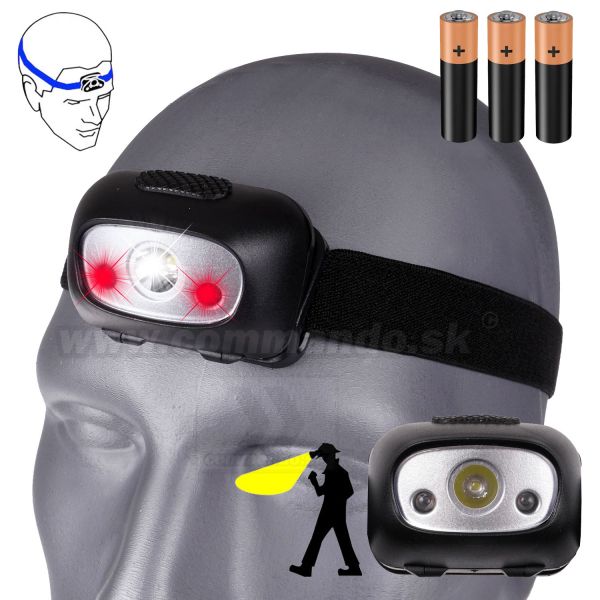 Čelovka XPE LED Red Tactical HeadLamp 3xAAA