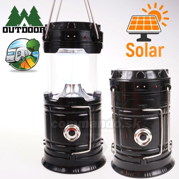 Kempingové svetlo Solar Black Charging Camping Latern 1W+6Led SH-5800T