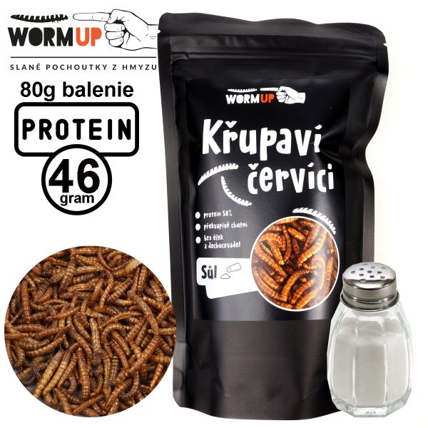 Chrumkavé červíky so soľou 80g WormUP Salt