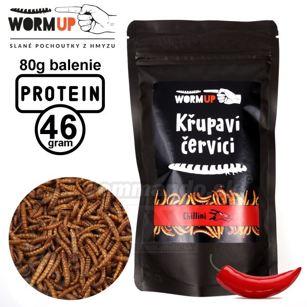 Chrumkavé červíky s čilí 80g WormUP Chillini