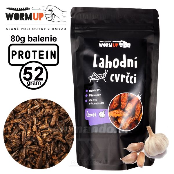 Chrumkavé cvrčky s cesnakom 80g WormUP Garlic