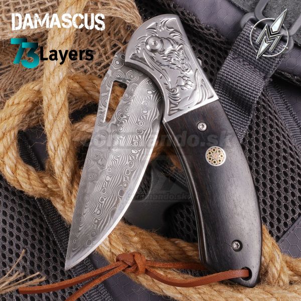 Damaškový zatvárací nôž Canis lupus Damascus knife 73 Layers 18925