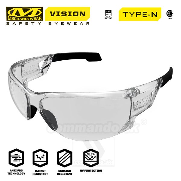 Mechanix okuliare VISION TYPE-N Safety Tactical Eyewear Clear Lens Frame