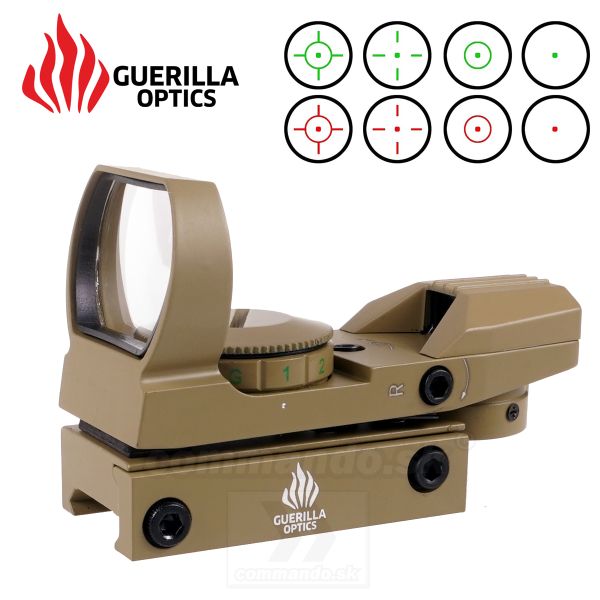 Kolimátor RED Dot Sight Square Guerilla Optics 21/22mm Tan