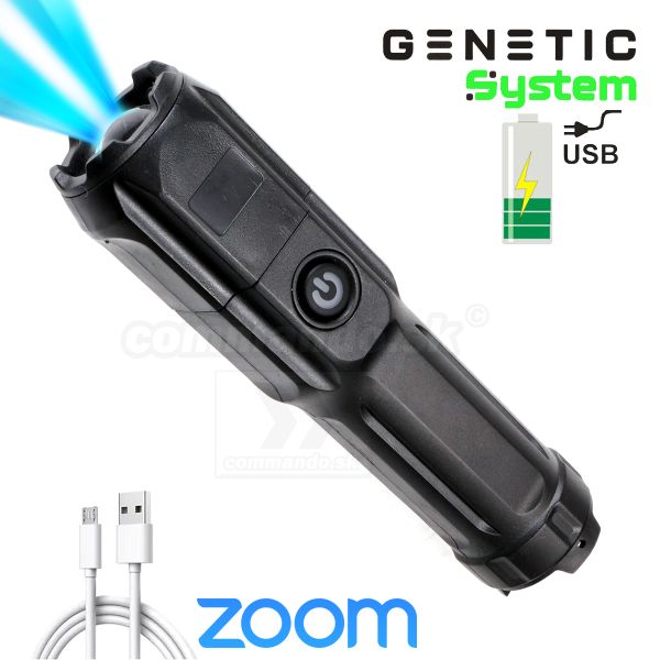 Genetic System XPE USB LED svietidlo Zoom Flashlite