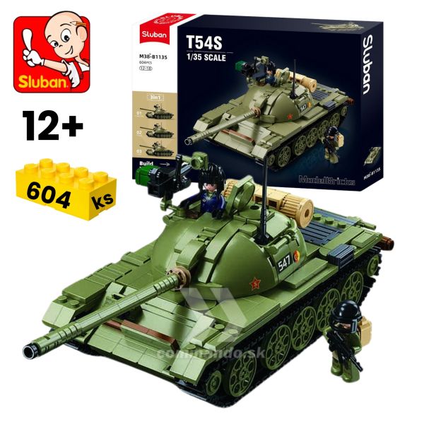 Stavebnica SLUBAN Model Bricks Stredný Tank T54S 3v1 M38-B1135