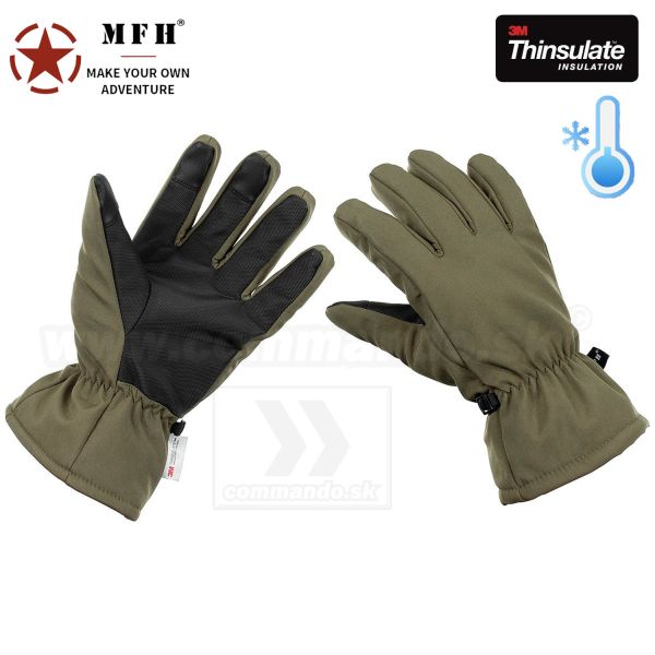 Zateplené rukavice Softshell 3M Thinsulate™ s flisovou podšívkou oliv MFH